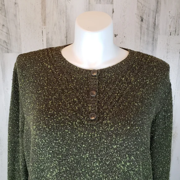 CJ Banks Olive Textured Knit Sweater 3X - Picture 2 of 9